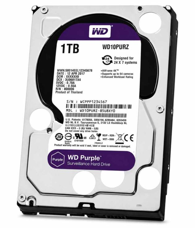 Disco Duro WD Purple 1TB para Videovigilancia 24/7 | SATA III | AllFrame 4K